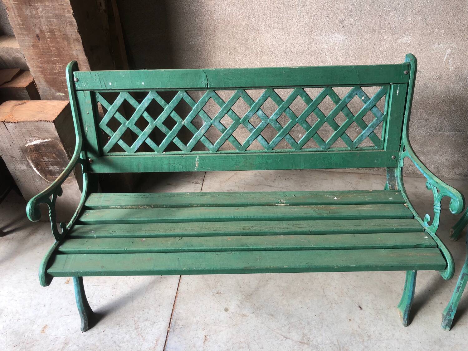Old cast iron and wood garden bench