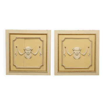 Antique decorative panels in neoclassical style made of poplar, 19th century.