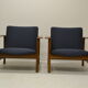 Pair of chairs of Gilbert Steiner mahogany and blue fabrics