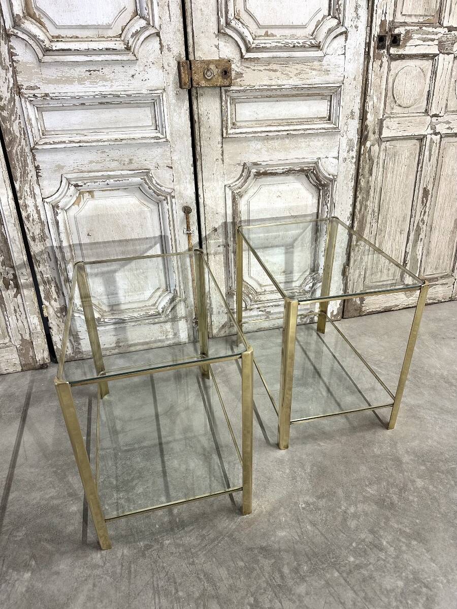 Pair of bronze side tables