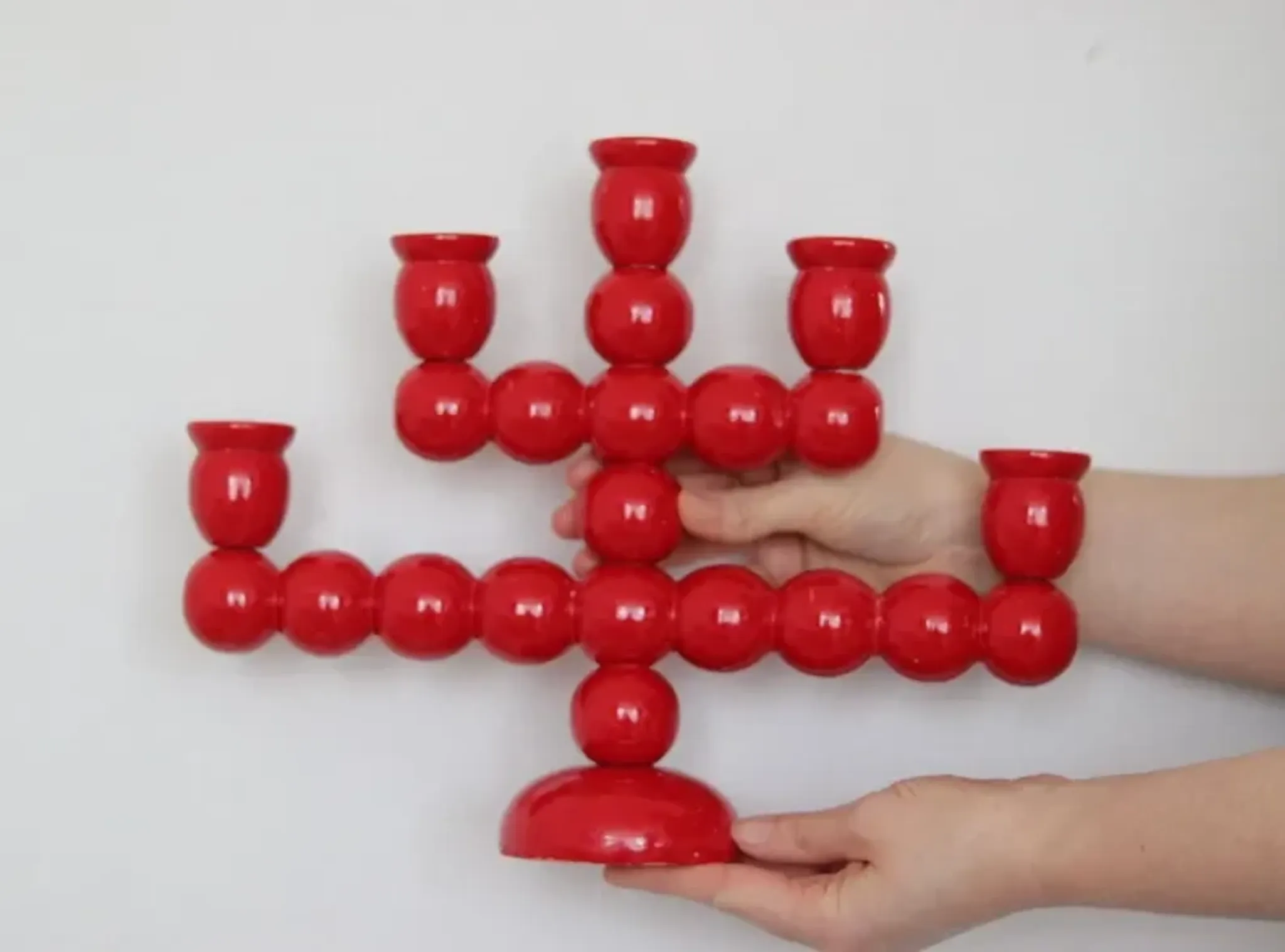Swedish Mid Century  Five-Arm  Bobbin Candelabra