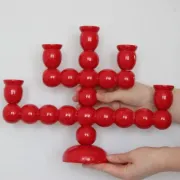 Swedish Mid Century  Five-Arm  Bobbin Candelabra