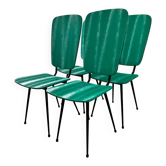 Chaises skaï vert années 50