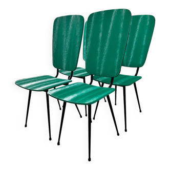 Chaises skaï vert années 50