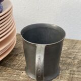 Pair of brutalist pewter cups signed