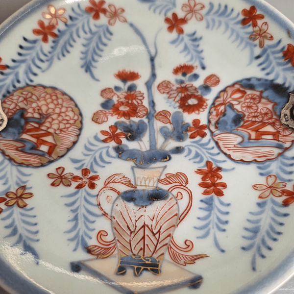 Antique Japanese Dish With Silver Handle, 18th and 19th century