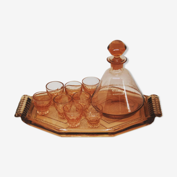 Art Deco pressed glass liquor service