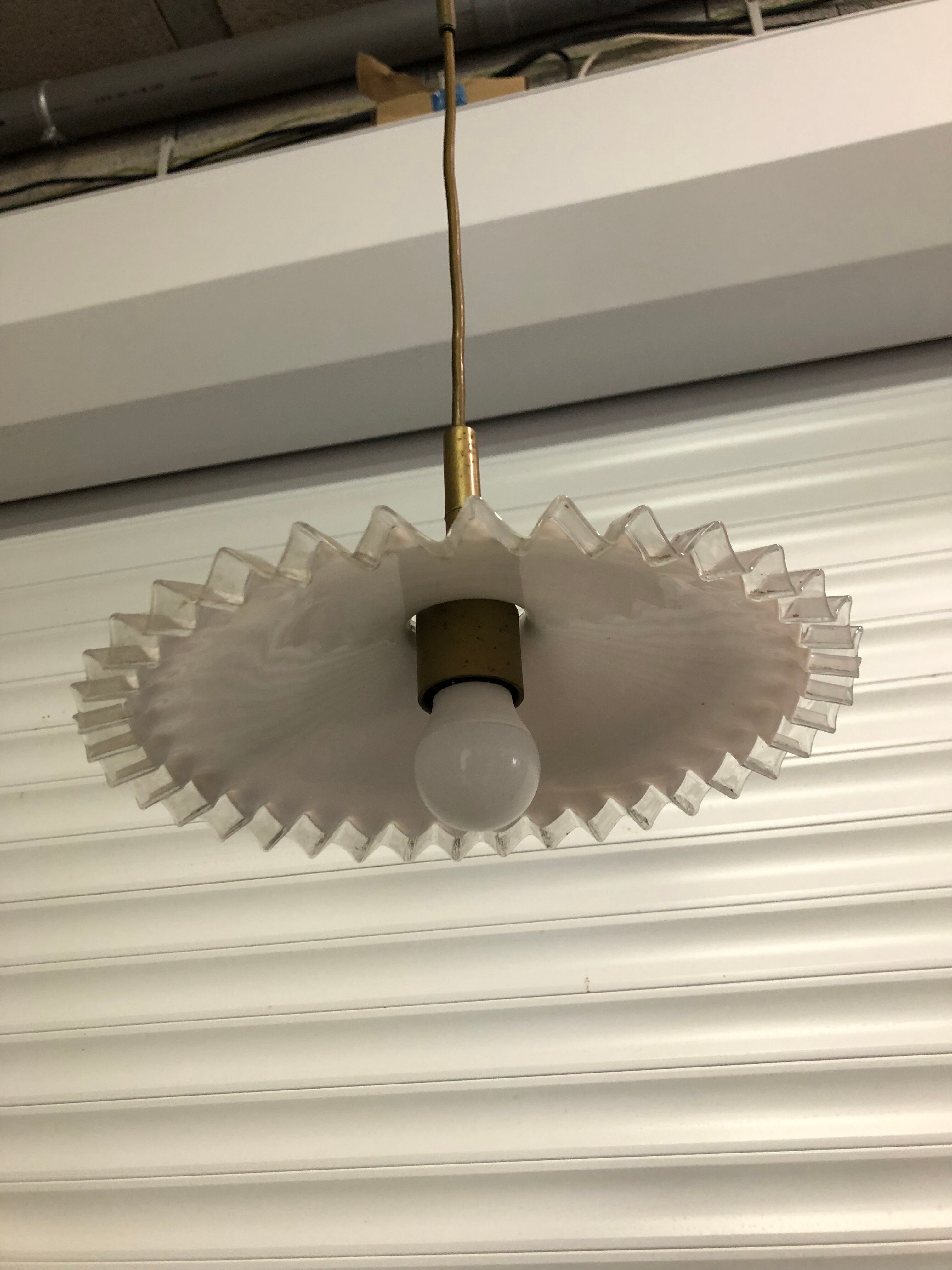 Brass and opaline pendant lamp