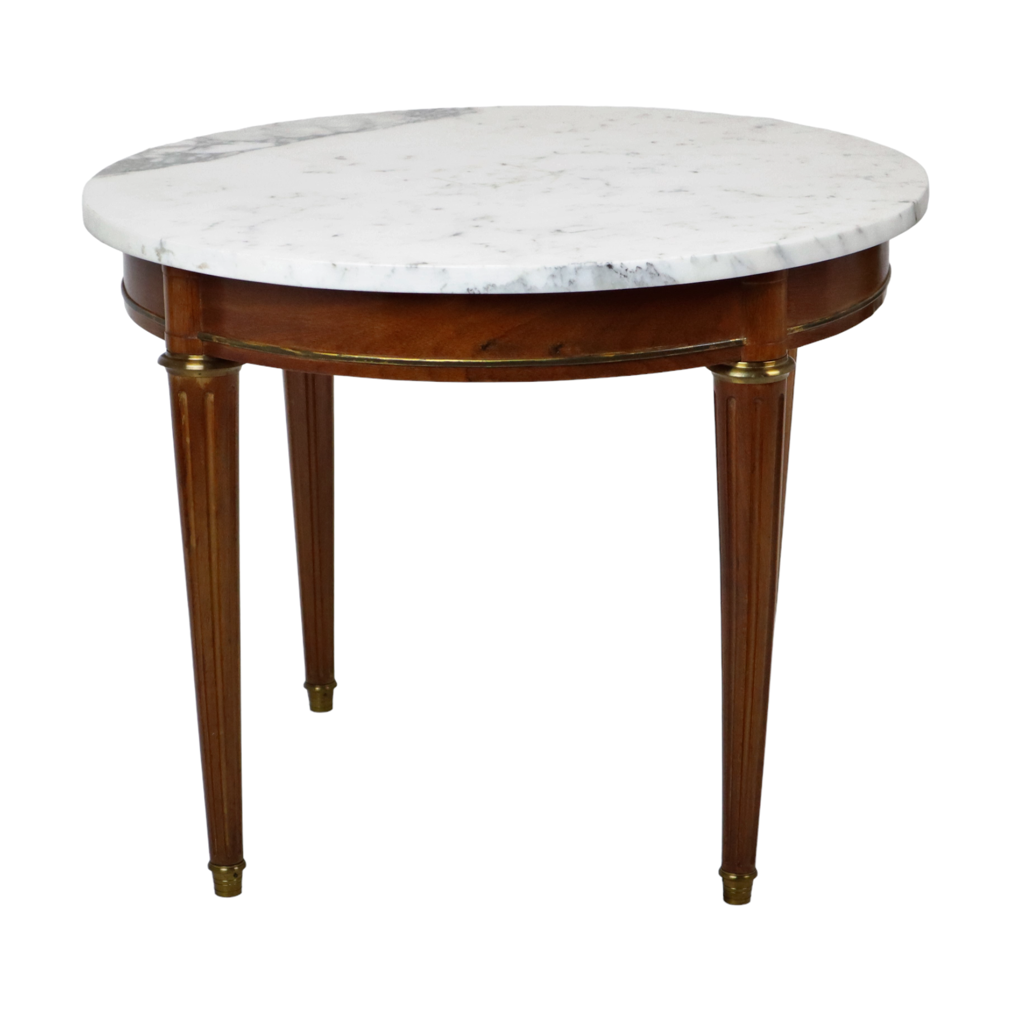 Round salon side table carrara marble mahogany bronze,  66cm