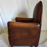 Leather club chair model cathedral circa 1970