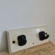 Coat rack in wood and vintage plastic