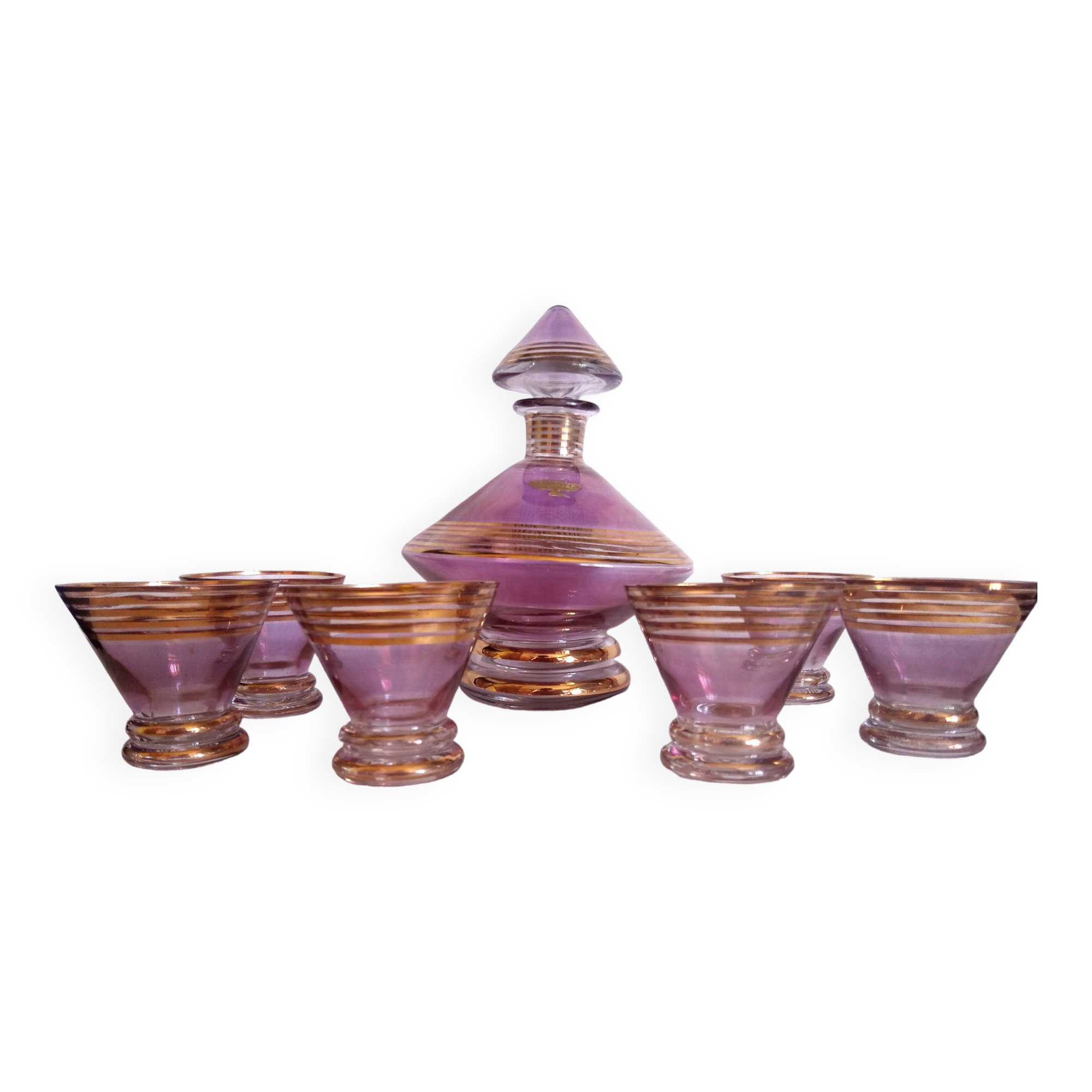 Schneider, Paris - Art Deco liqueur service in lilac tinted glass