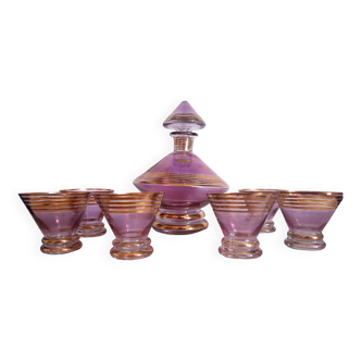 Schneider, Paris - Art Deco liqueur service in lilac stained glass