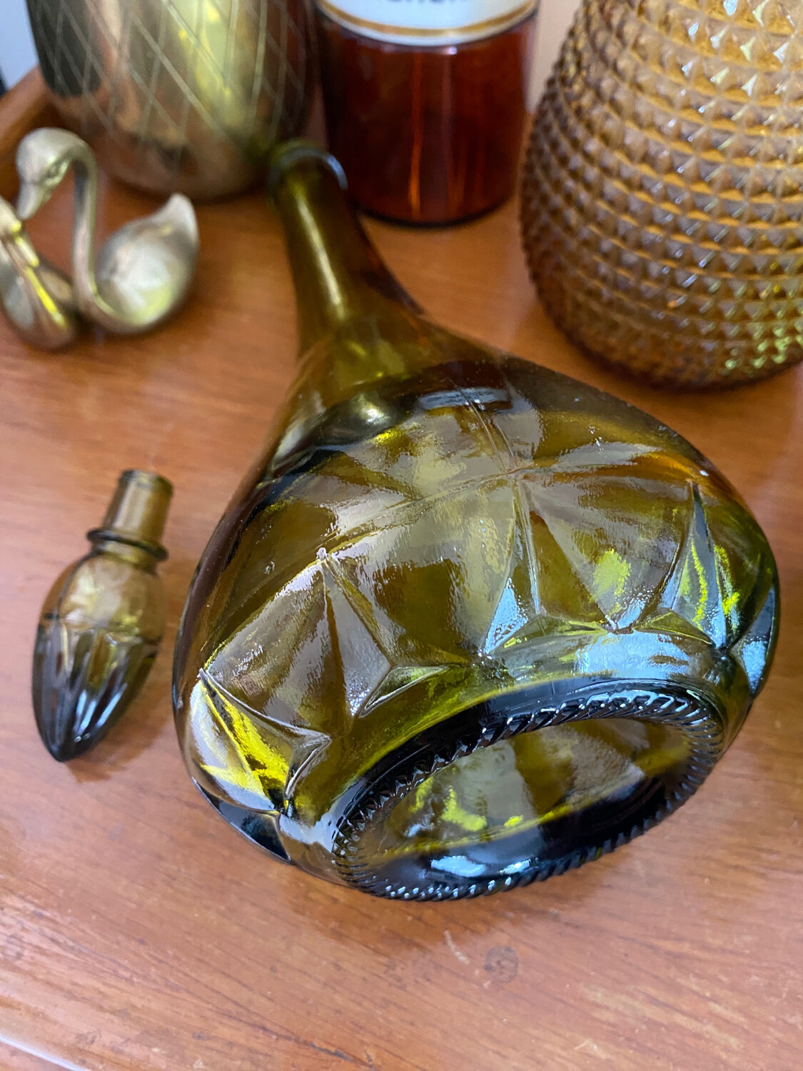 Vintage green glass carafe