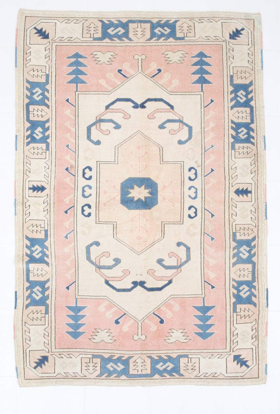 5x7 Peach & Blue Contemporary Vintage Rug, 154x226Cm SK22969