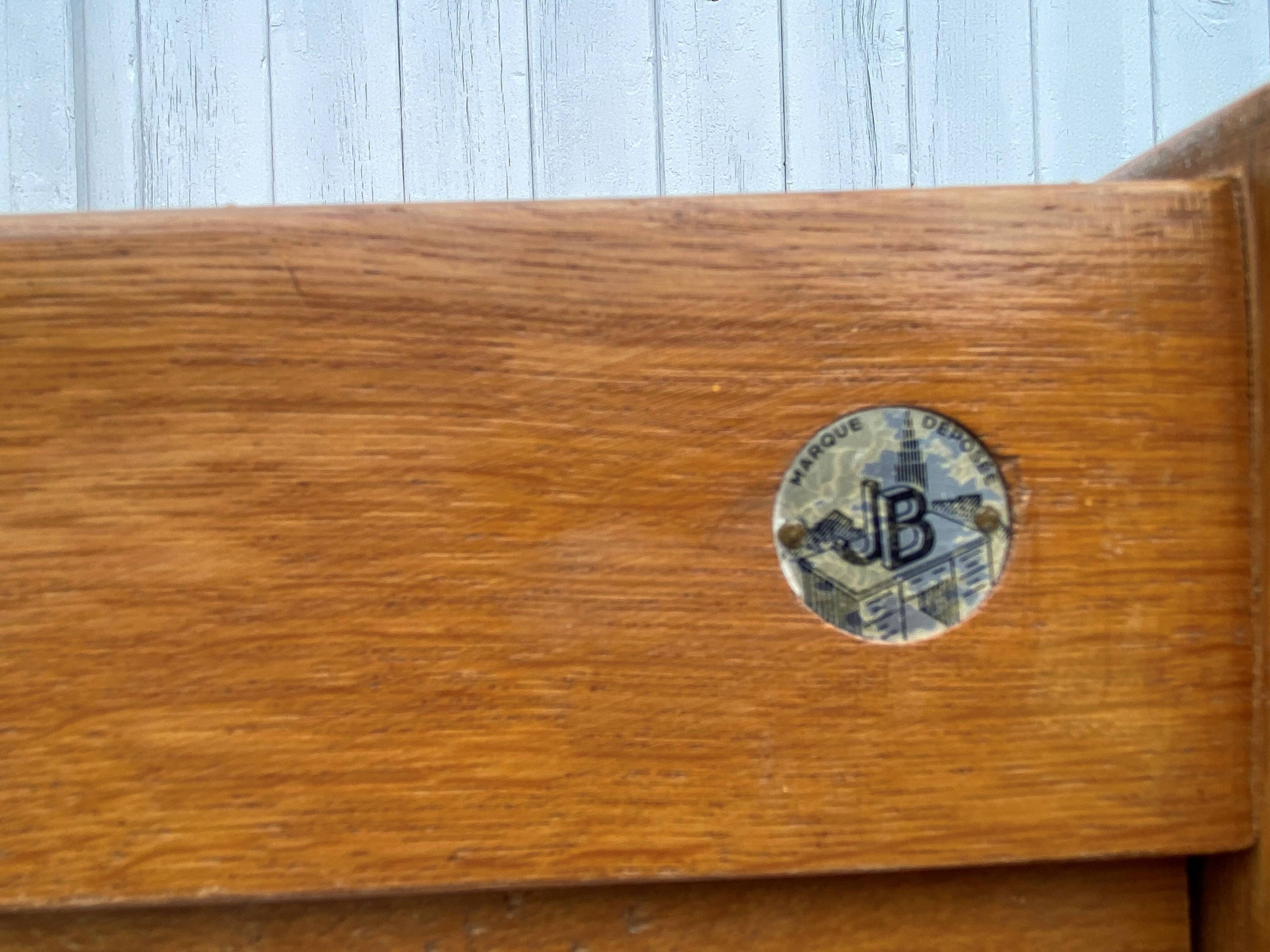 Double column curtained filing cabinet in oak, 1960