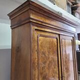 Armoire en ronce de noyer, 2 portes, 2 tiroirs