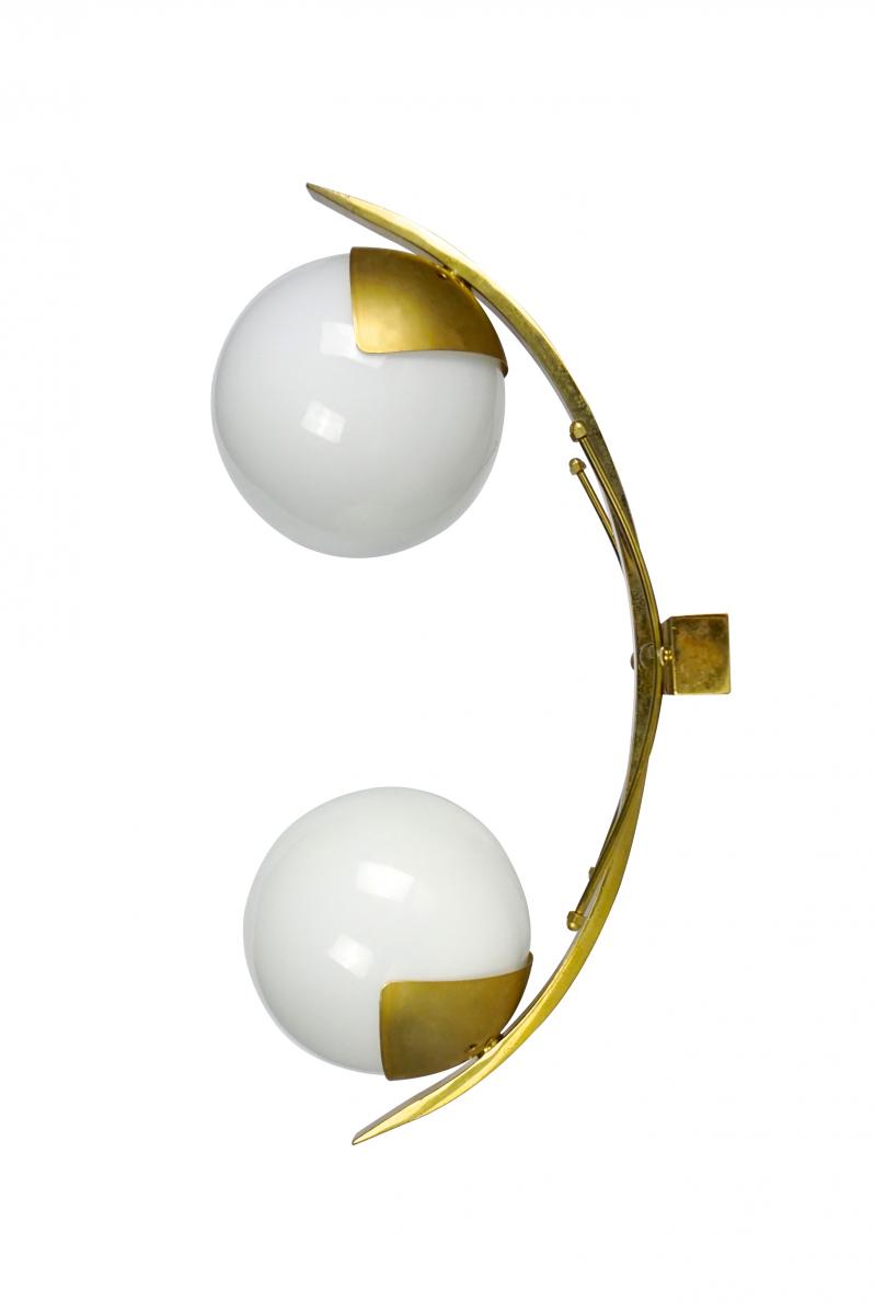Pair of brass and glass