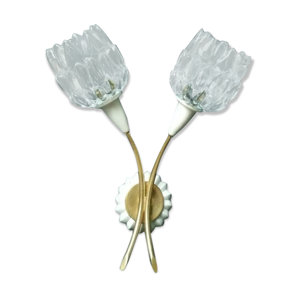Applique artichauts métal doré et verre