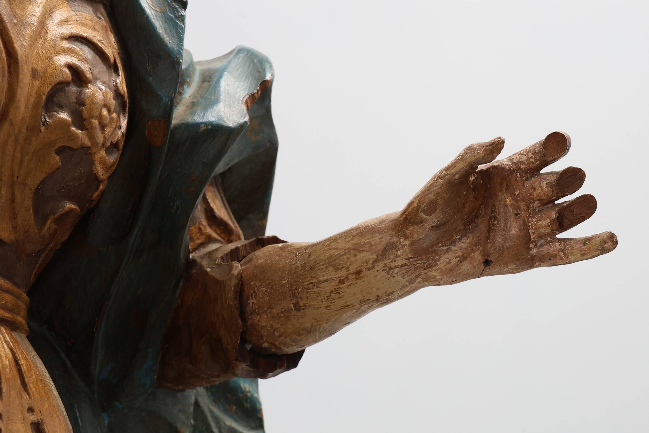 French 18th Century Religious Statue of the Virgin Mary on a cloud