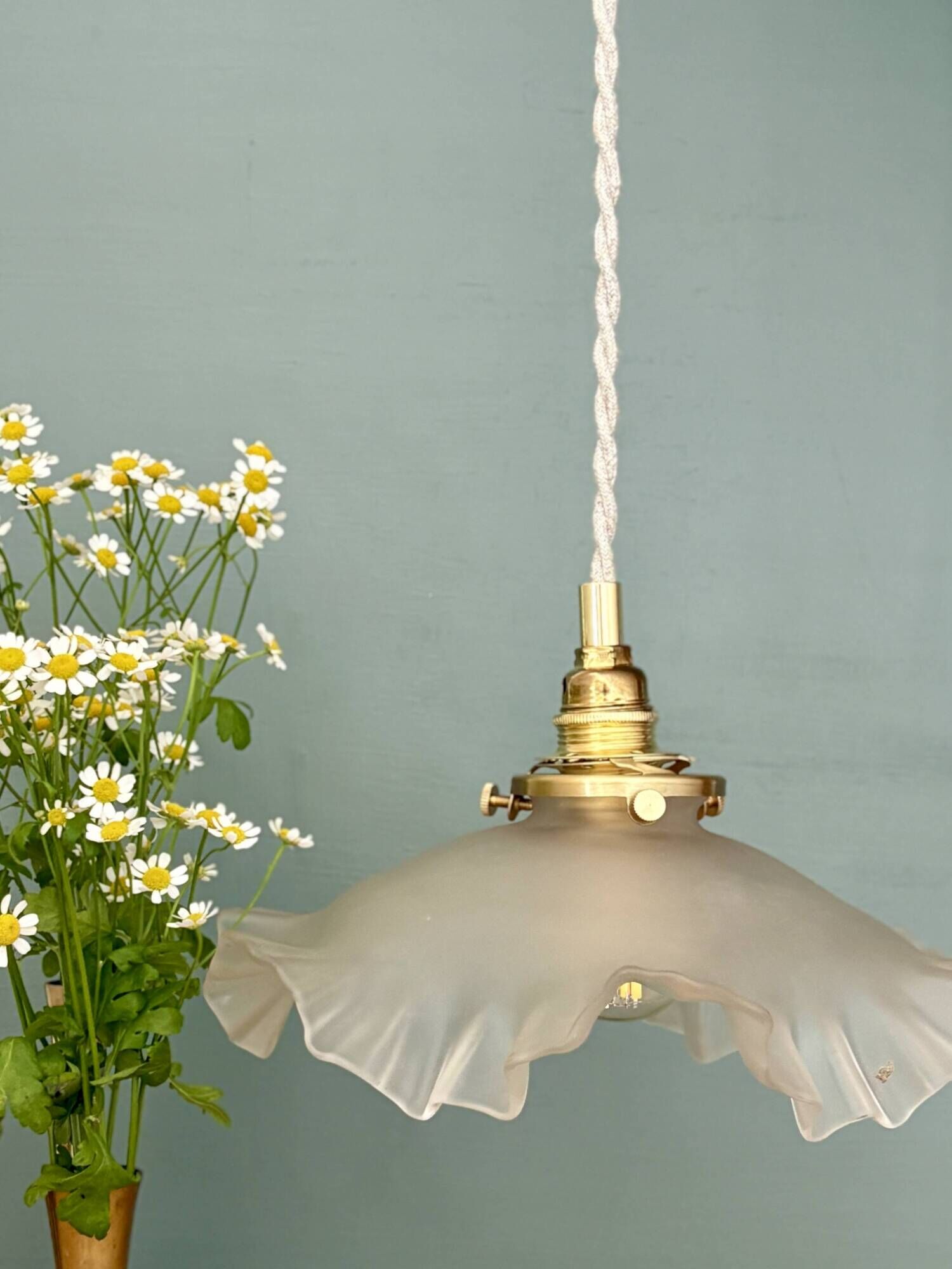 Suspension vintage lampshade in frosted glass (DEP01)