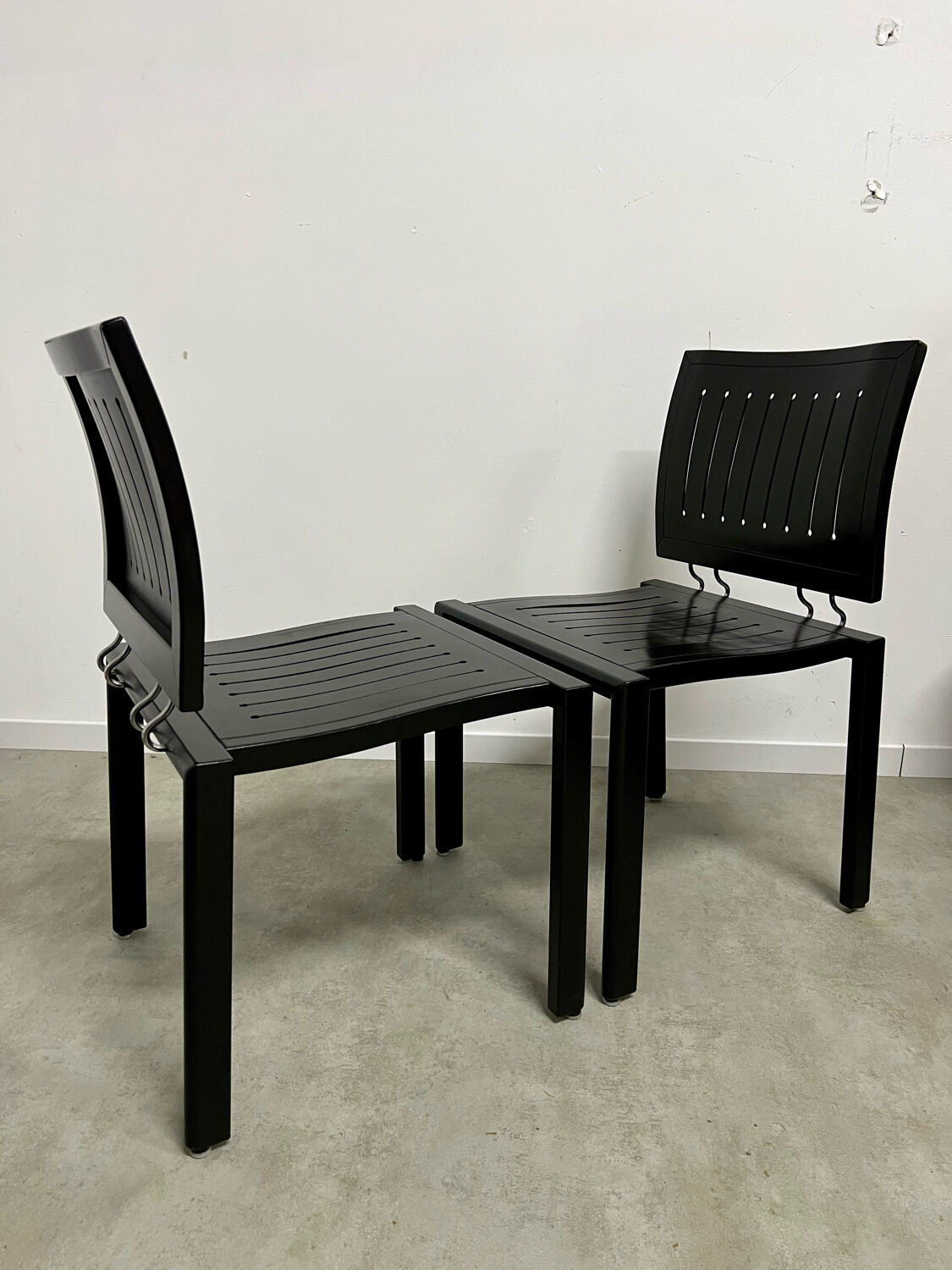 Lot 4 old vintage design chairs Dieticker Bruno Rey black wood year 70