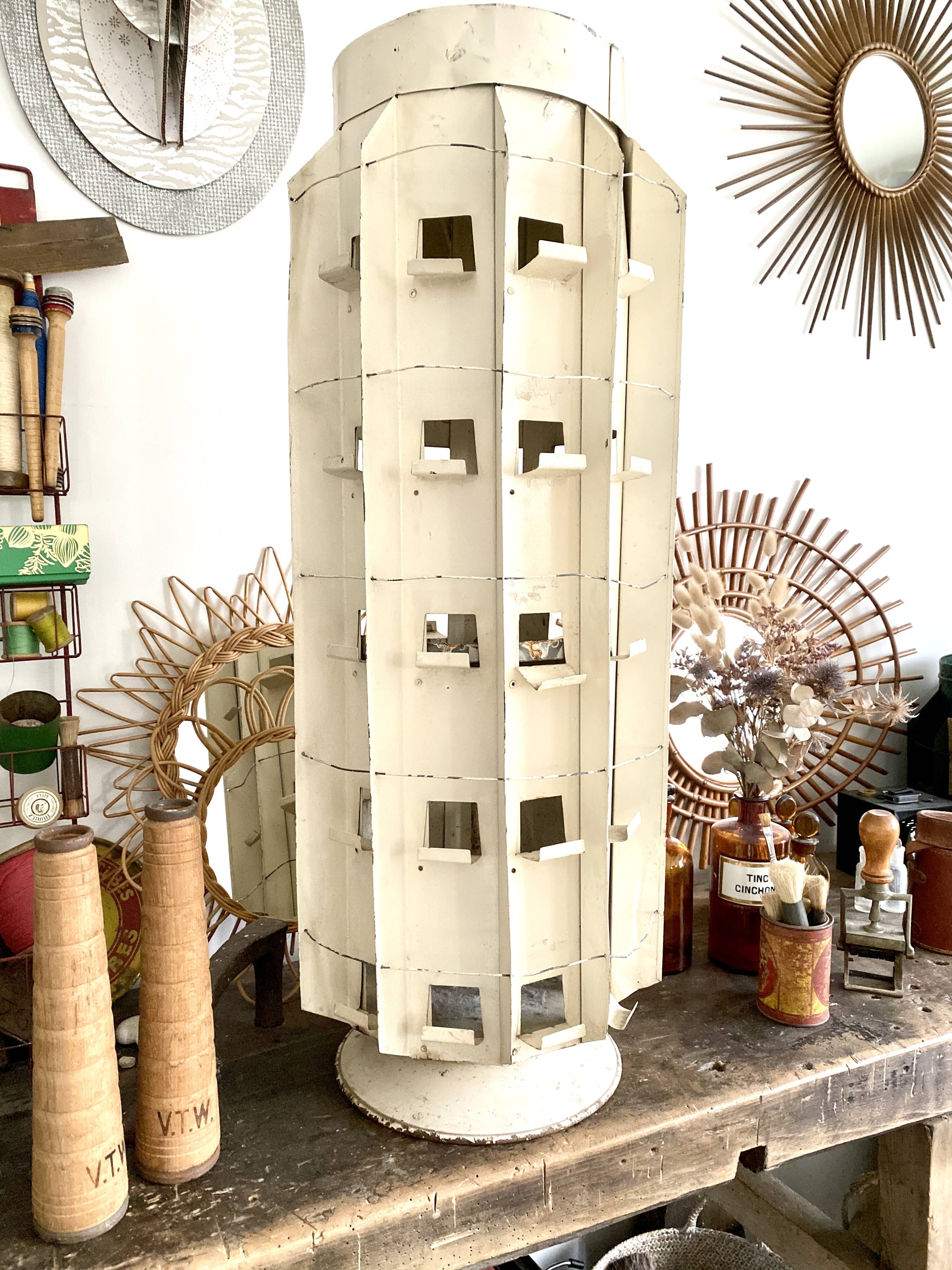 Old swirl display with seed bags