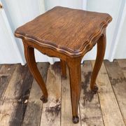 Antique louis xv style solid oak side table with curved legs vintage
