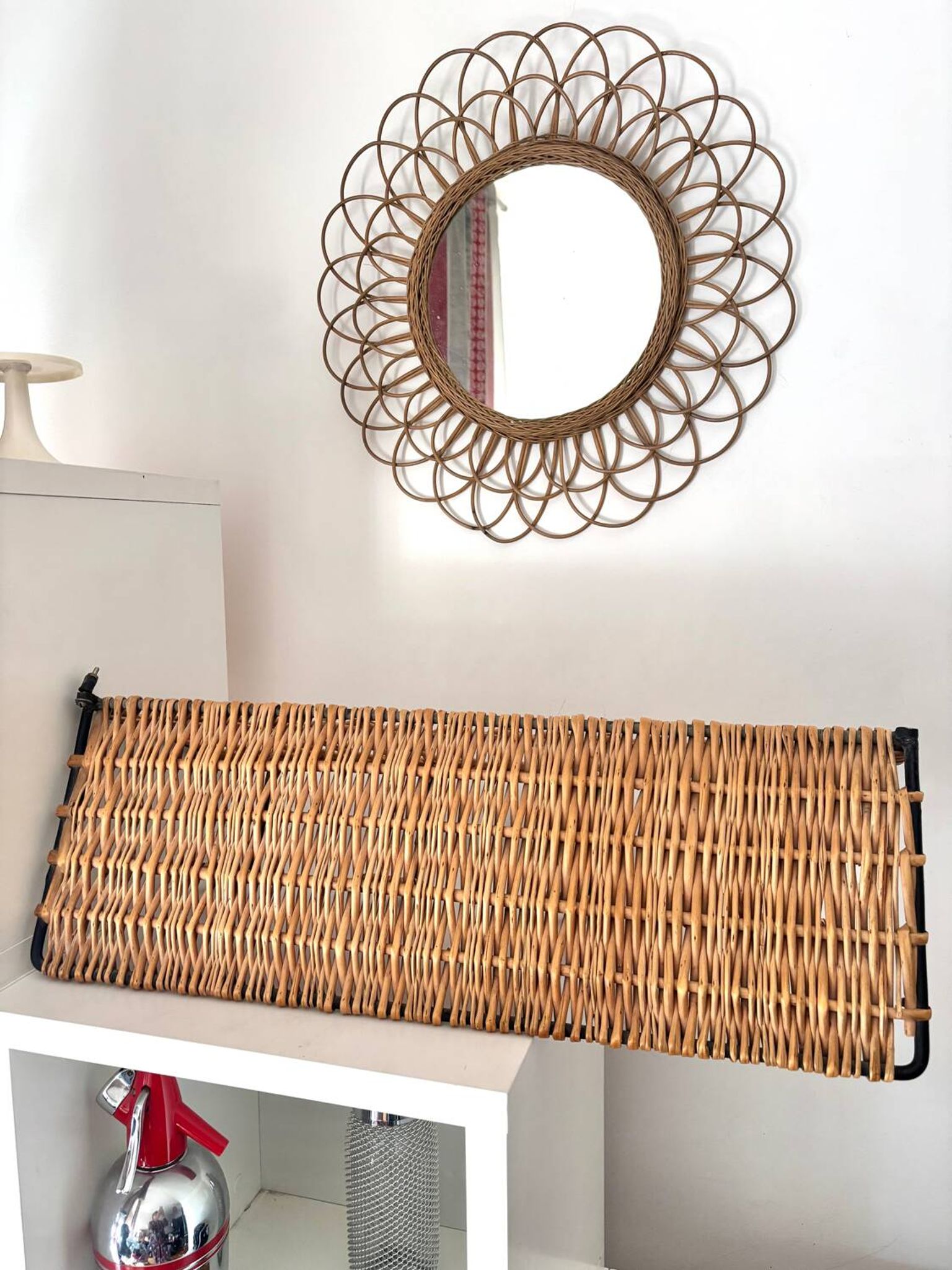 Porte manteau en fer et rotin Jacques Adnet 60s