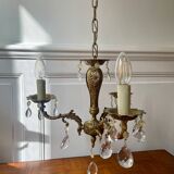 Lustre pampilles 3 branches en laiton