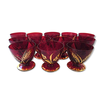 Suite of twelve glasses of vodka or sake in Monte Carlo crystal
