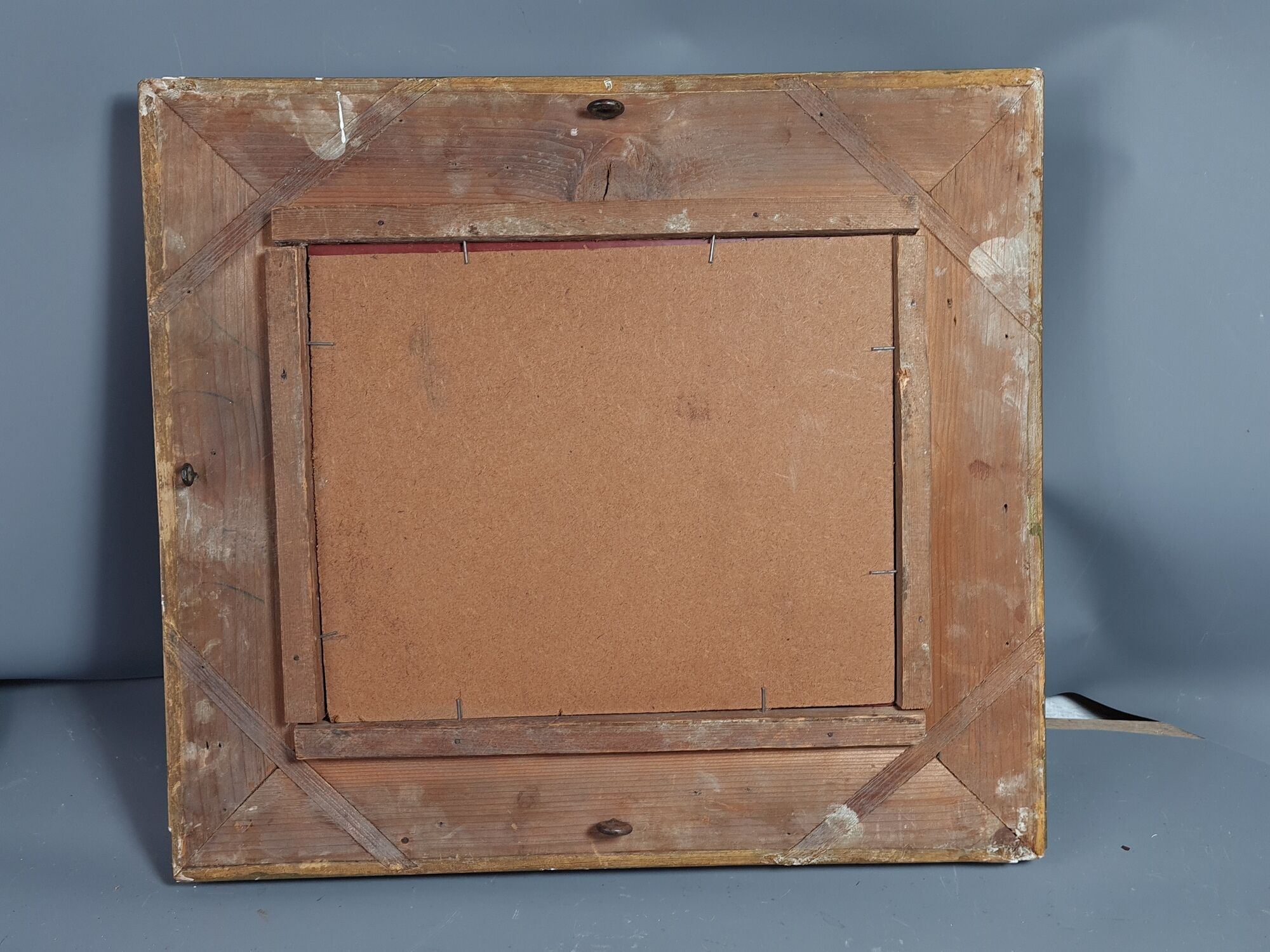 Mirror and old frame with keys gilded stucco wood 44,5x40 cm, leafing 28,5x23,5 cm