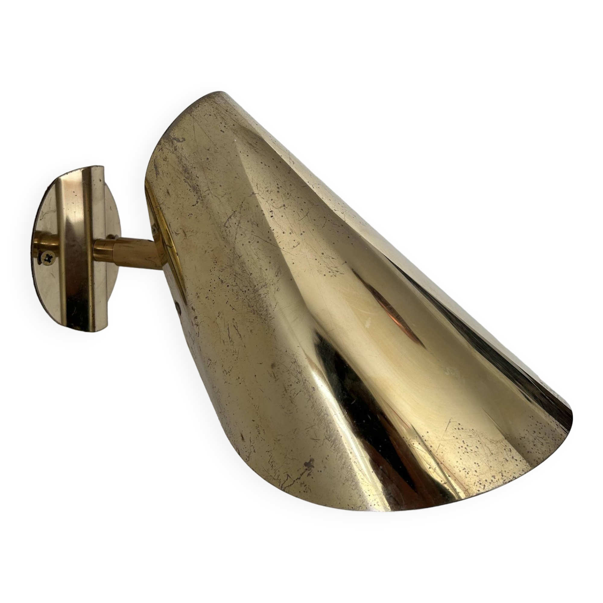 Vintage adjustable wall light, solid brass, Sweden 1970s