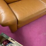Brown leather sofa
