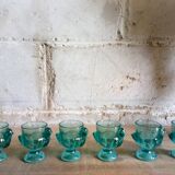 Six coquetiers cocottes en verre coloré
