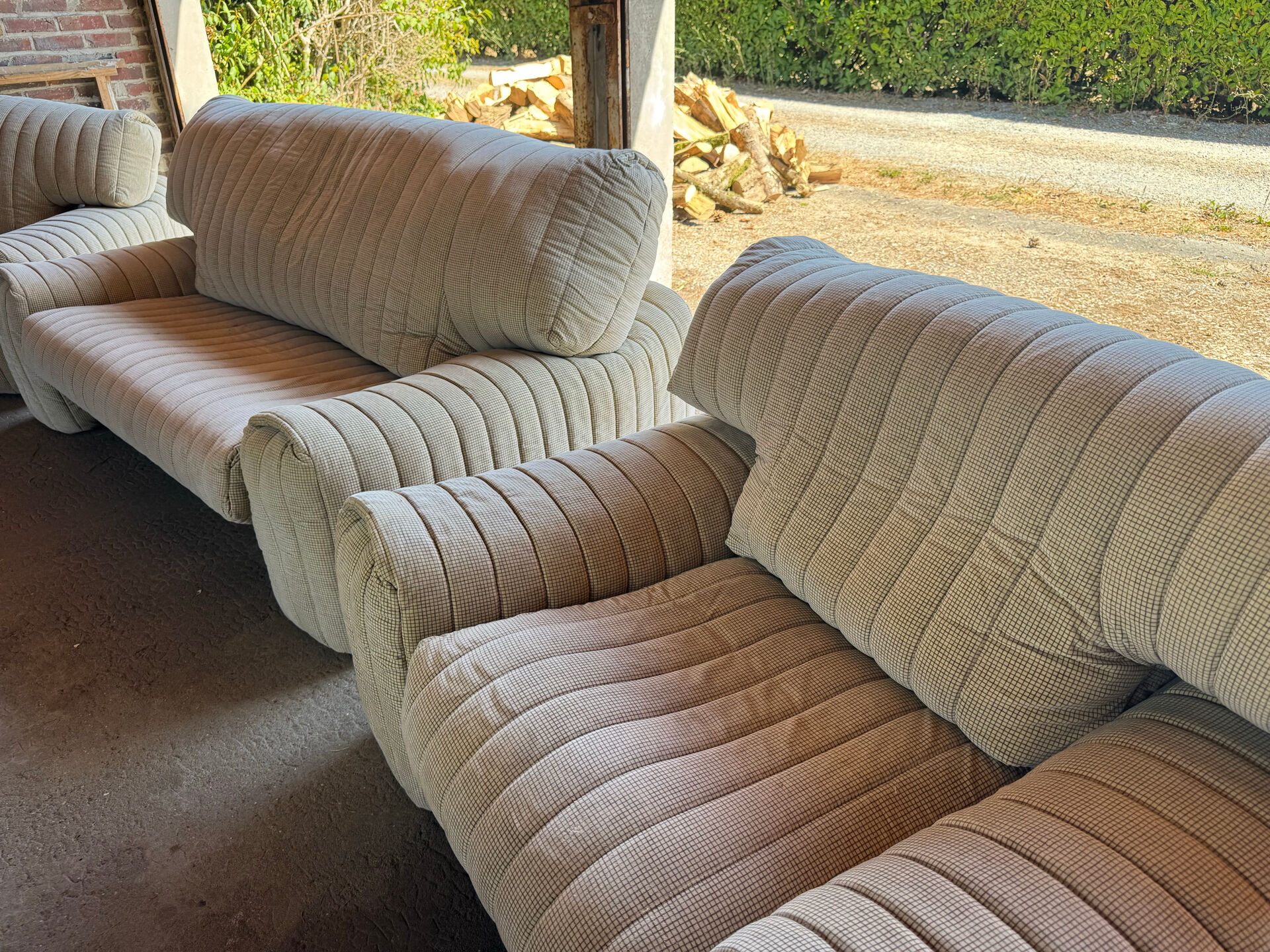 Rare salon vintage Ligne Roset – Made in France – Canapé & 2 fauteuils