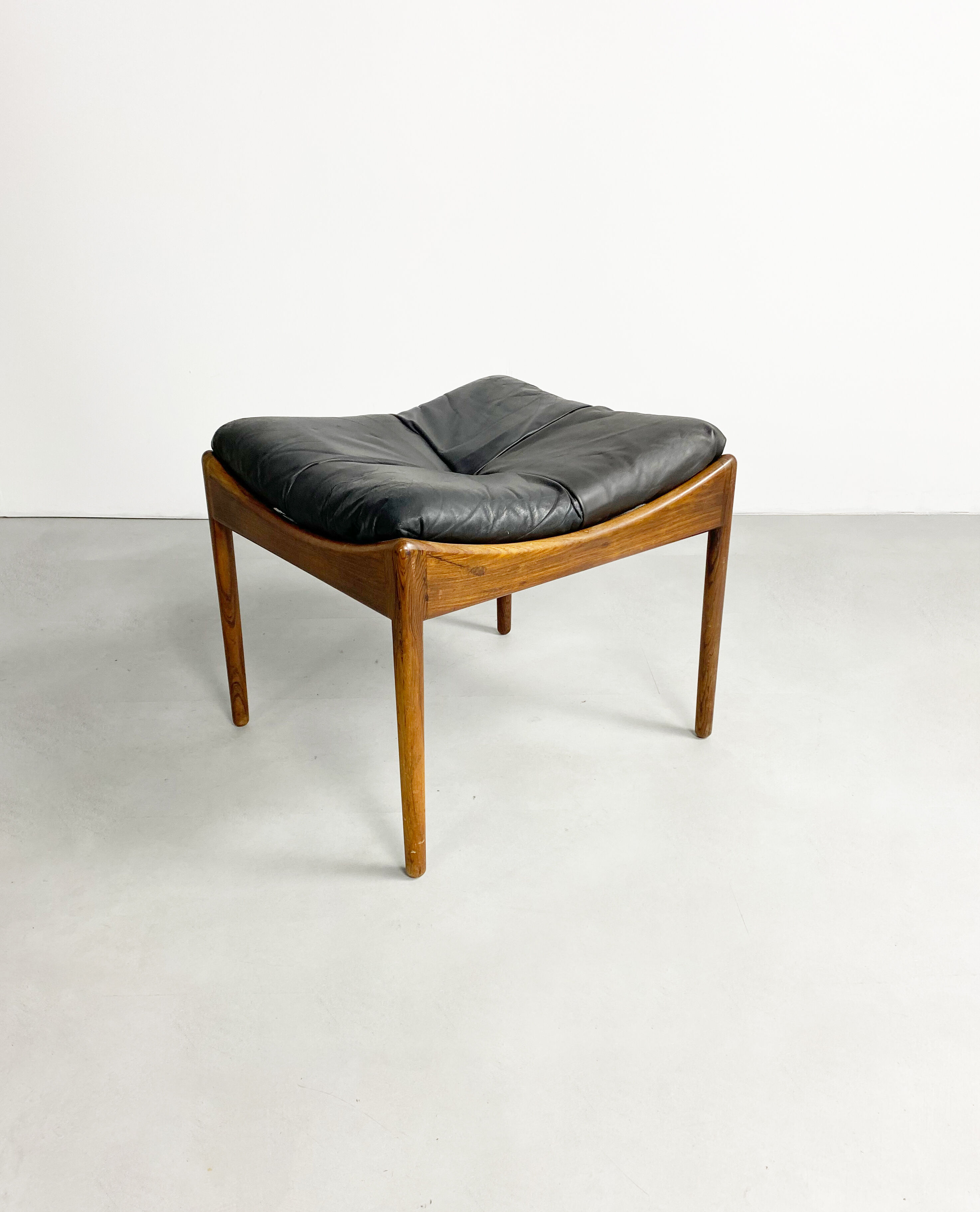 Danish Leather and Rosewood 'Modus' Ottoman by Kristian Vedel, c.1960