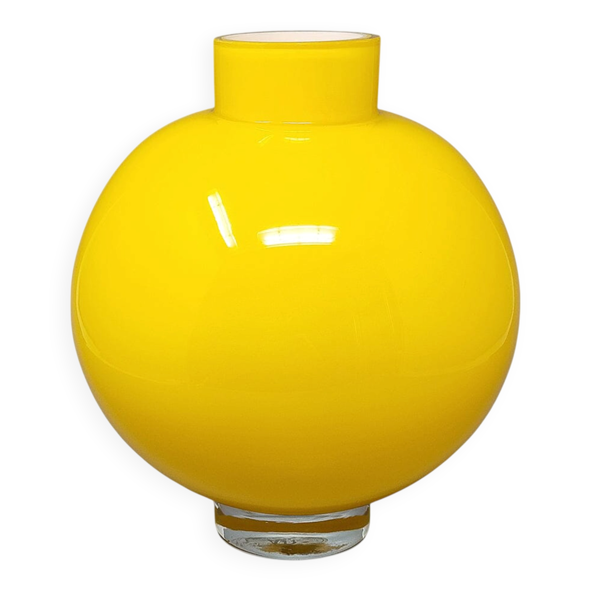 1970s Mid-Century Yellow Vase by Ind. Vetraria Valdarnese. Made in Italy