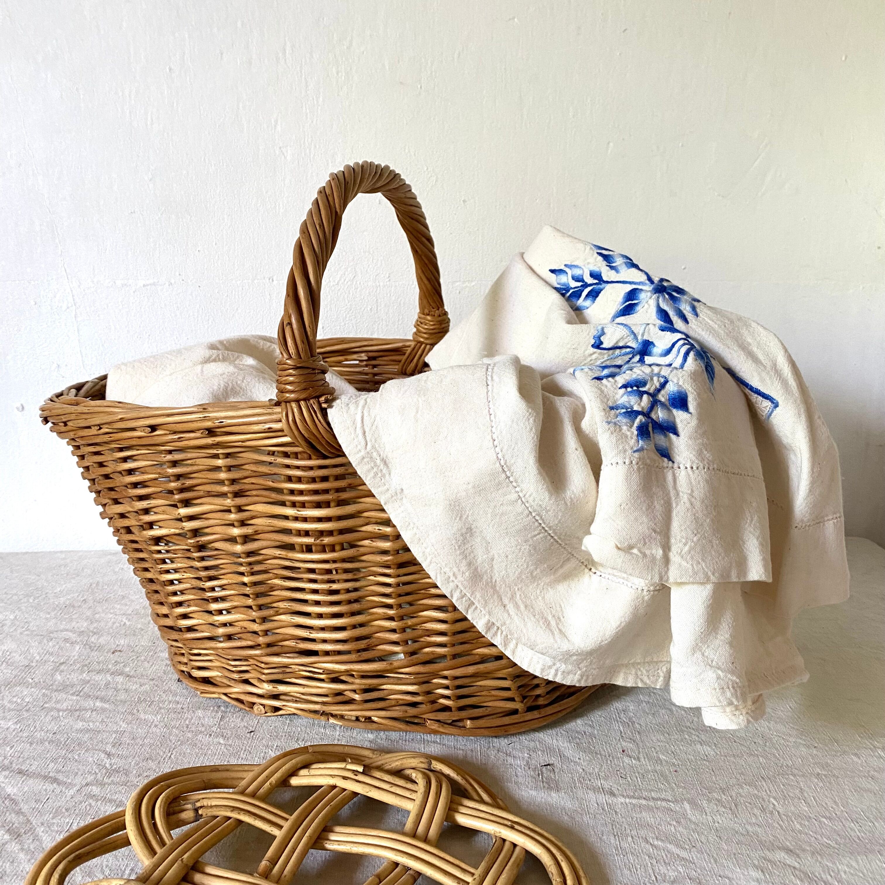 Braided wicker basket
