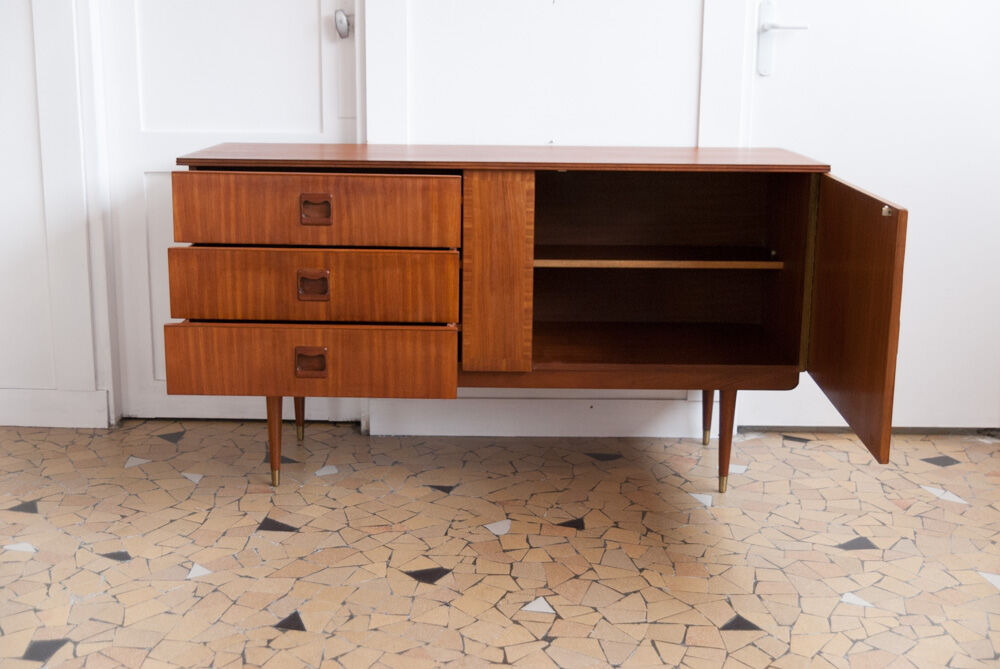 Teak and brass 140cm