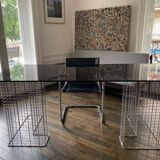 Large “Wire” Executive Desk by Terrence Conran - chrome and smoked glass - modular into a Coffee Table