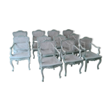 Set of 11 armchairs in lacquered wood, Regency style, second half of the 19th century