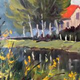 The Eure in Criqueboeuf, oil on canvas signed Quesney, 2000