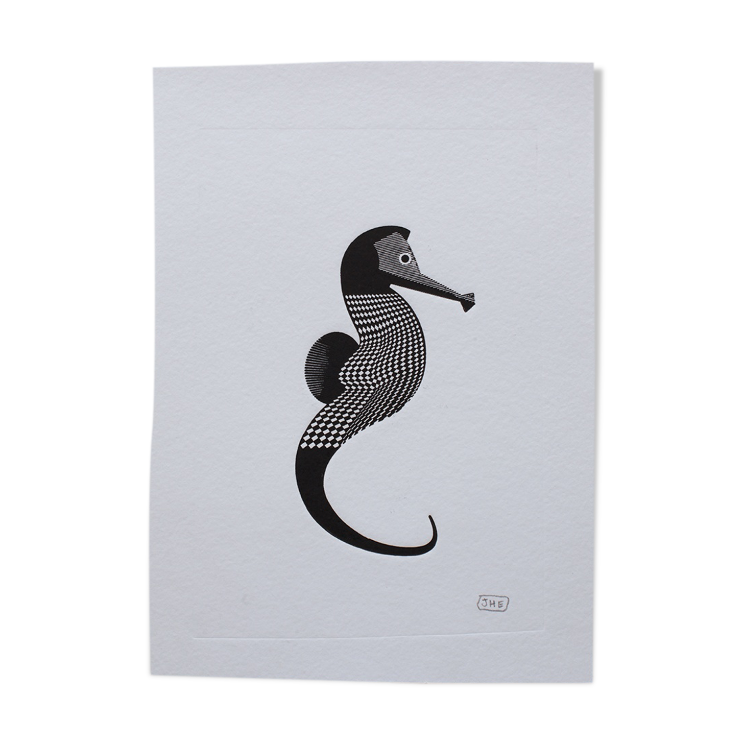 Black seahorse press print - embossing - A5 format