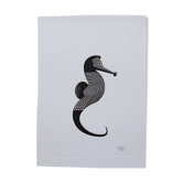 Gravure sous presse hippocampe noir - gaufrage - format A5