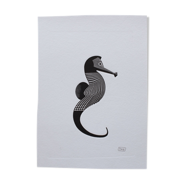 Black seahorse press print - embossing - A5 format