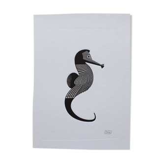 Black seahorse press print - embossing - A5 format