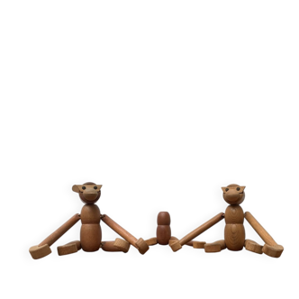 Danish mid-century wooden monkeys, set of 3