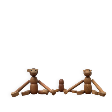 Singes en bois danois du milieu du siècle, lot de 3