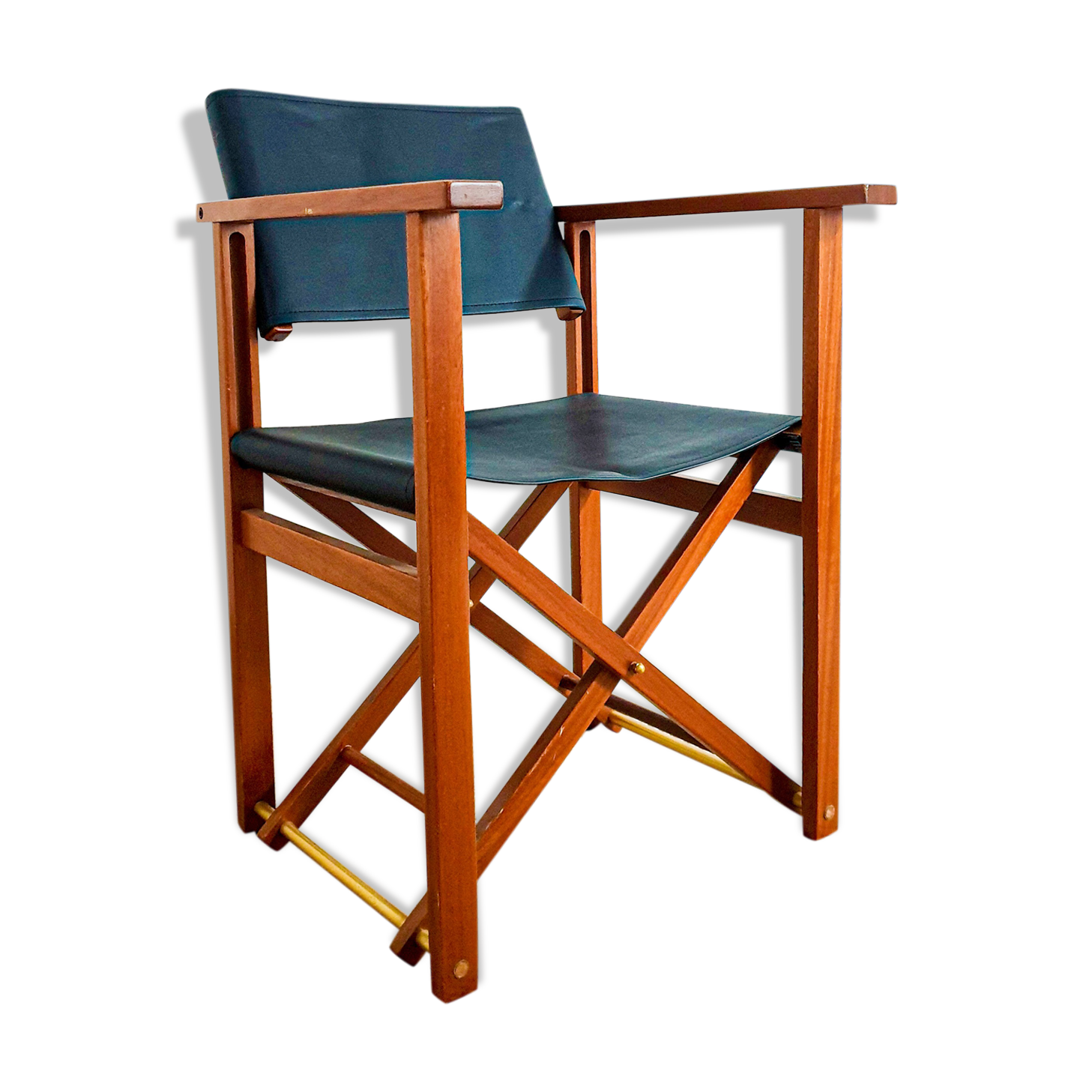 Chaise de directeur en bois et cuir